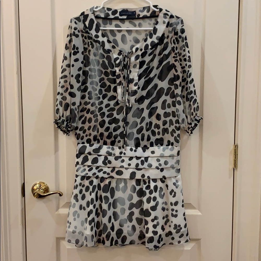 Thelure Cheetah Print Long-sleeve Dress